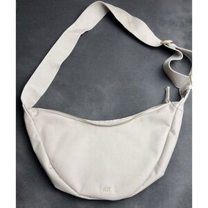 July Everyday Crescent Bag Limited Edition in Taupe Beige Canvas Vacation Casual